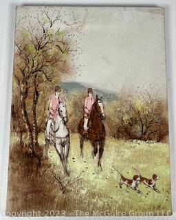 Unframed Oil on Canvas Foxhunting. Signed Ceasar