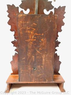 Eastlake Carved Walnut Chiming Parlor Mantel Clock with Pendulum and Keys, Circa 1890.  22" tall (was 0203XBB)