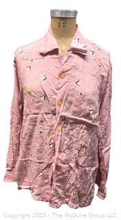 Pink Graphic Print Vintage Adam Men's Button Front Shirt (was 26)