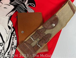 Spats, Gloves, Military Belt, Japanese Textile Wallet and Purse. 
