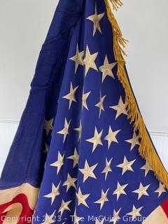 Interior US 50 Star Flag Silk Flag with Fringe. Measures 39 x 48 with Fringe