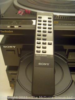 Home Stereo System Including Sony Receiver, Sony DVD Player, and Technics SL-QD35 Quartz Lock Direct-Drive Automatic Turntable, Works (was Phono3)