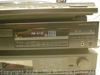 Home Stereo System Including Sony Receiver, Sony DVD Player, and Technics SL-QD35 Quartz Lock Direct-Drive Automatic Turntable, Works (was Phono3)