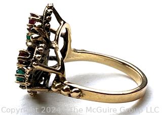 14kt Gold Butterfly Ring with Multi Color Stones. Missing Stone, UNMARKED   4.2 grams