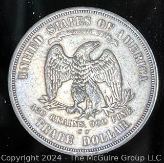 1874 CC Silver Trade Dollar Coin 