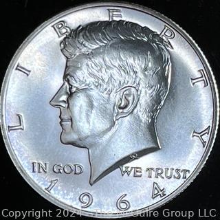 1964 Uncirculated Kennedy Silver Proof Half Dollar Coin