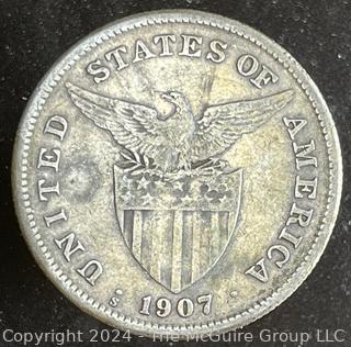 1907 United States of America Philippine One (1) Peso Coin 