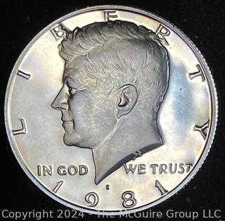 1981 Uncirculated Kennedy Proof Half Dollar Coin 