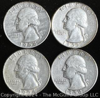 4 Washington Silver Quarter Dollar Coins