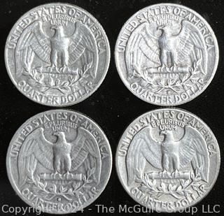 4 Washington Silver Quarter Dollar Coins