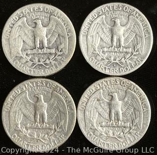 4 Washington Silver Quarter Dollar Coins