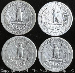 4 Washington Silver Quarter Dollar Coins