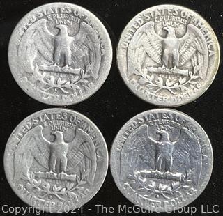 Four (4) Washington Silver Quarter Dollar Coins