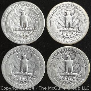 Four (4) Washington Silver Quarter Dollar Coins