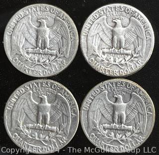 Four (4) Washington Silver Quarter Dollar Coins