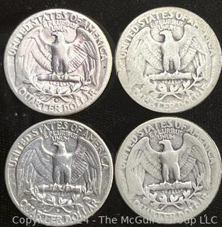 Four (4) Washington Silver Quarter Dollar Coins