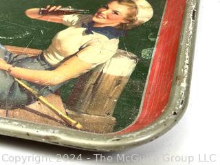 1940's Drink Coca Cola Metal Serving Tray with Girl in Sailor Hat.  (Was 375KK)