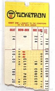 Two (2) 1972 Elvis Presley Concert Ticket Stub with Certificate of Authorization, Framed in Plexiglass.