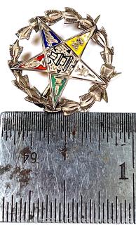 12k GF and Enamel Eastern Star Masonic Pin.  1.2 grams