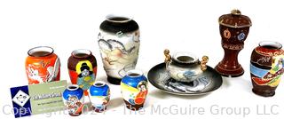 Collection of Satsuma Asian Hand Painted Porcelain Pottery Vases