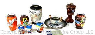 Collection of Satsuma Asian Hand Painted Porcelain Pottery Vases