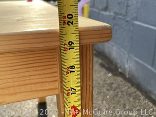 Contemporary Pine Wood End Table. Measures 28 x 28 x 19 1/2" Tall