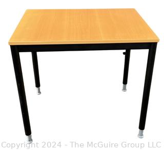 Pine Wood Top Table with Adjustable Metal Legs. This is the first of two of these tables offered in this auction.