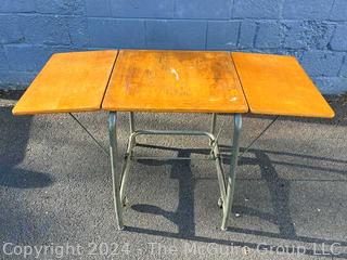 Industrial Drop Leaf Rolling Typewriter Desk Table