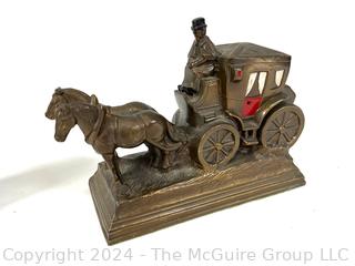 Pair of K&O Kronheim & Oldenbusch Horse and Carriage Bookends with Original Paint 