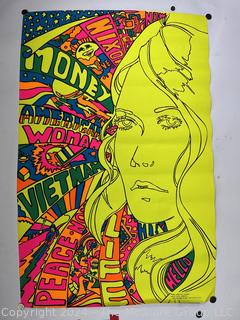 1970 "American Woman" #280 Psychedelic Poster by Rick Ambrose of "The Third Eye", New York City Incorporating Issues of the Turbulent Time -Vietnam, Peace, Nixon Now, etc.  21.5" x 33.5" 