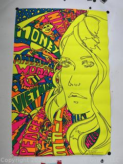 1970 "American Woman" #280 Psychedelic Poster by Rick Ambrose of "The Third Eye", New York City Incorporating Issues of the Turbulent Time -Vietnam, Peace, Nixon Now, etc.  21.5" x 33.5" 