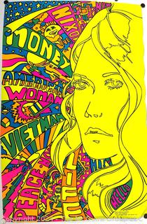 1970 "American Woman" #280 Psychedelic Poster by Rick Ambrose of "The Third Eye", New York City Incorporating Issues of the Turbulent Time -Vietnam, Peace, Nixon Now, etc.  21.5" x 33.5" 