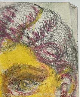 Unframed Impressionist Pastel Painting Portrait of Woman with Curls. 8" x 11"