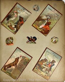 Victorian Scrapbook with Ornate Cover and Full of Illustrations, Calling Cards, Postcards Etc.