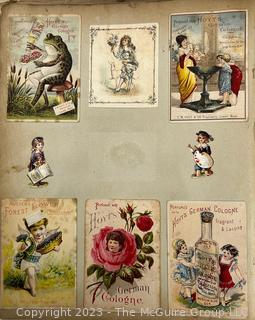 Victorian Scrapbook with Ornate Cover and Full of Illustrations, Calling Cards, Postcards Etc.