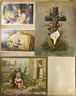 Victorian Scrapbook with Ornate Cover and Full of Illustrations, Calling Cards, Postcards Etc.