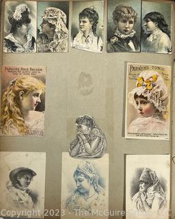 Victorian Scrapbook with Ornate Cover and Full of Illustrations, Calling Cards, Postcards Etc.