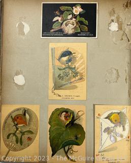 Victorian Scrapbook with Ornate Cover and Full of Illustrations, Calling Cards, Postcards Etc.