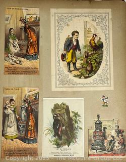 Victorian Scrapbook with Ornate Cover and Full of Illustrations, Calling Cards, Postcards Etc.