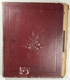 Victorian Scrapbook with Ornate Cover and Full of Illustrations, Calling Cards, Postcards Etc.