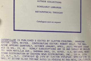 Eleven (11) Issues of  Caterpillar "A Gathering of The Tribes", A Quarterly Literary Magazine At The Forefront of The New American Poetry Movement.