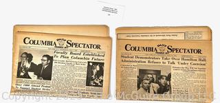 Two (2) 1968 Editions of Columbia University Newspapers Covering Student Protests  