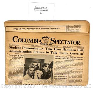 Two (2) 1968 Editions of Columbia University Newspapers Covering Student Protests  