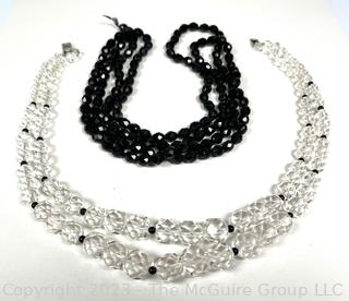 Two (2) Vintage Cut Crystal Glass Bead Necklaces 