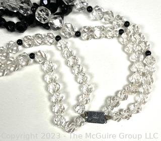 Two (2) Vintage Cut Crystal Glass Bead Necklaces 