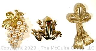 Three (3) Costume Jewelry Brooches Including Two Signed Givenchy.