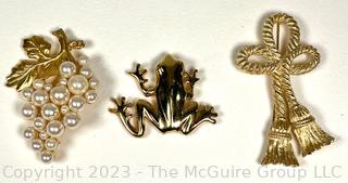 Three (3) Costume Jewelry Brooches Including Two Signed Givenchy.