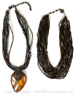 Two (2) Beaded Costume Jewelry Statement Necklaces