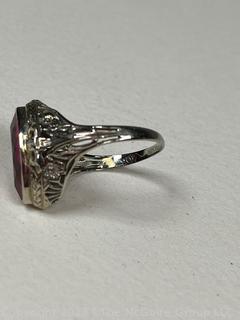 20kt White Gold Art Deco Radiant Filigree Ring. 5 Grams