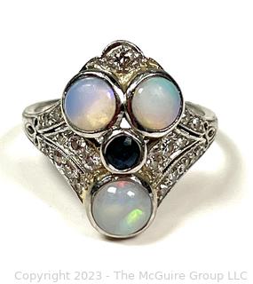 Art Deco Moonstone with Diamond Ring. 
